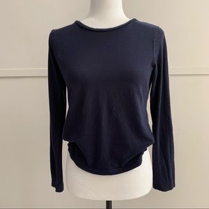 American Eagle Cropped Long Sleeve Tee Navy Blue Size M